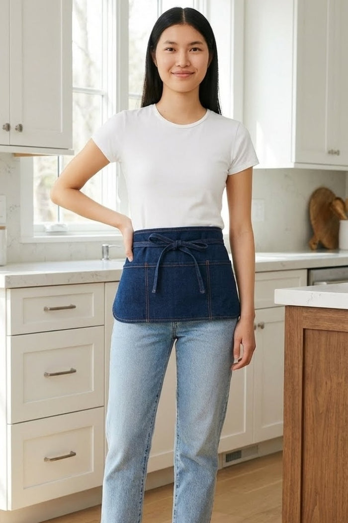 Fame Stonewashed Denim Waist Apron (3 Pockets)