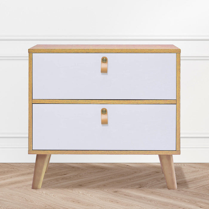 Sylvia Bedside Table with Drawers - White