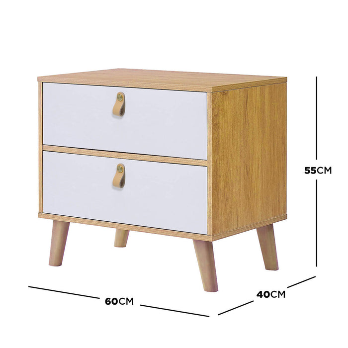 Sylvia Bedside Table with Drawers - White