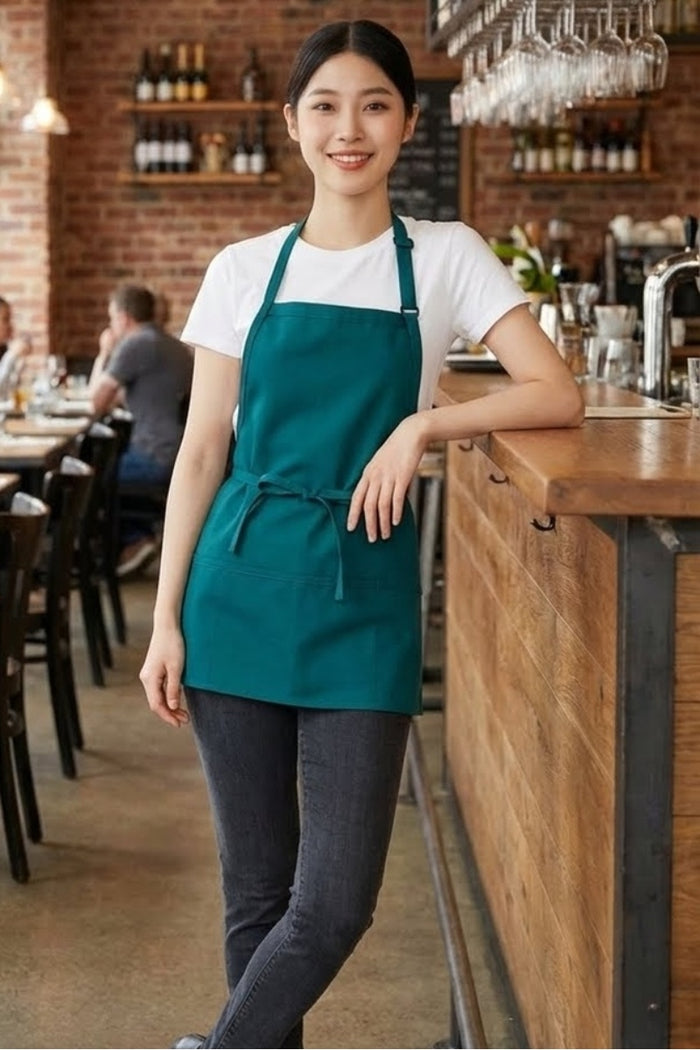 Fame Teal Bib Adjustable Apron (3 Pockets)