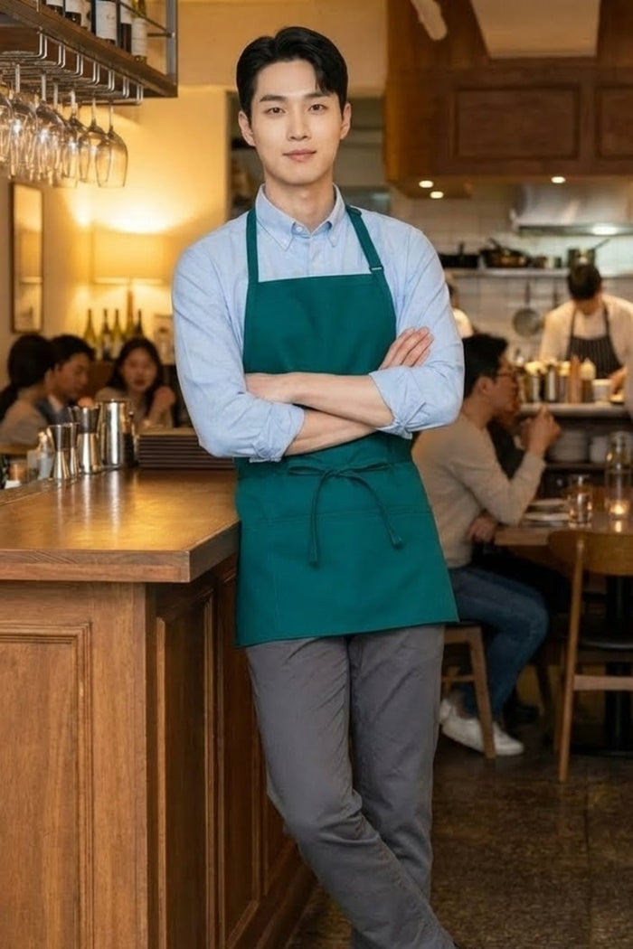 Fame Teal Bib Adjustable Apron (3 Pockets)