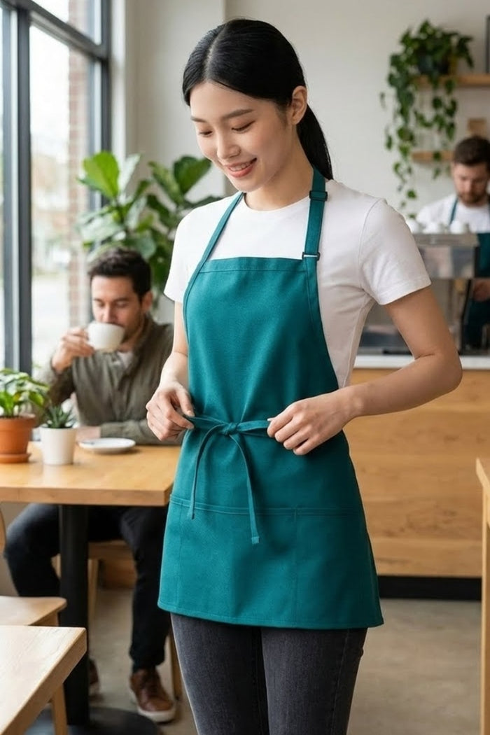 Fame Teal Bib Adjustable Apron (3 Pockets)