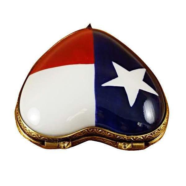 Heart - Texas Flag Porcelain Limoges heart united states French Trinket Box