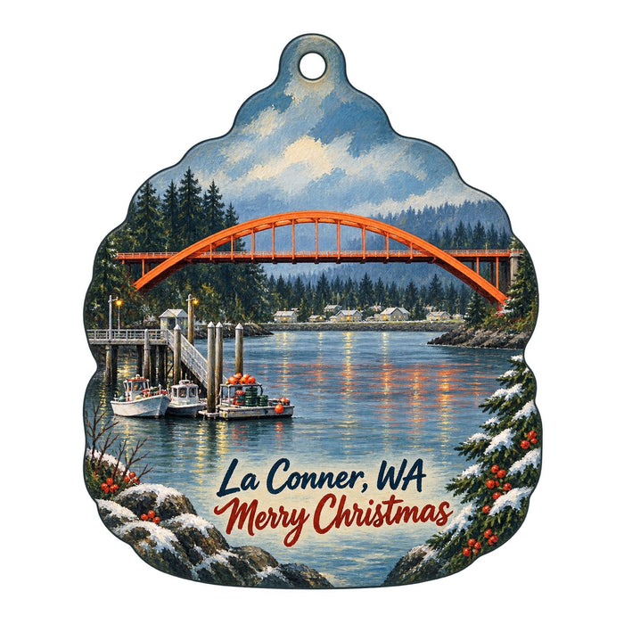 The Wood Merchant Christmas custom wood ornament OC126 on white