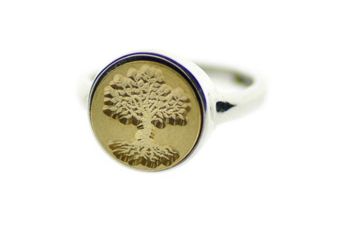 Tree of Life Signet Ring - Backtozero B20 - 12mm, 12mm ring, 12mn, accessory, Botanical, her, jewelry, Nature, Plant, ring, signet ring, Tree, wax seal, wax seal ring, wax seal stamp