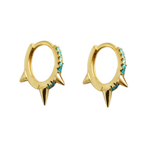 Turquoise Spike Huggie Earrings