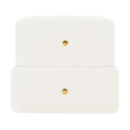Tyla Boucle Bedside Table in Cream White, features a minimalist two-tier design with textured bouclé upholstery, two drawers each with a central brass-tone knob, enhancing bedroom elegance and functionality.
