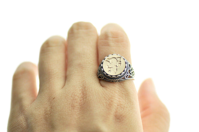 Unicorn Signet Ring - Backtozero B20 - 12l, 12mm, 12mm ring, accessory, her, jewelry, Mythical Creatures, ring, signet ring, size 10, size 7, size 8, size 9, unicorn, wax seal, wax seal ring, wax seal stamp