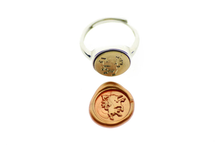 Unicorn Signet Ring - Backtozero B20 - 12mm, 12mm ring, 12mn, accessory, her, jewelry, Mythical Creatures, ring, signet ring, unicorn, wax seal, wax seal ring, wax seal stamp