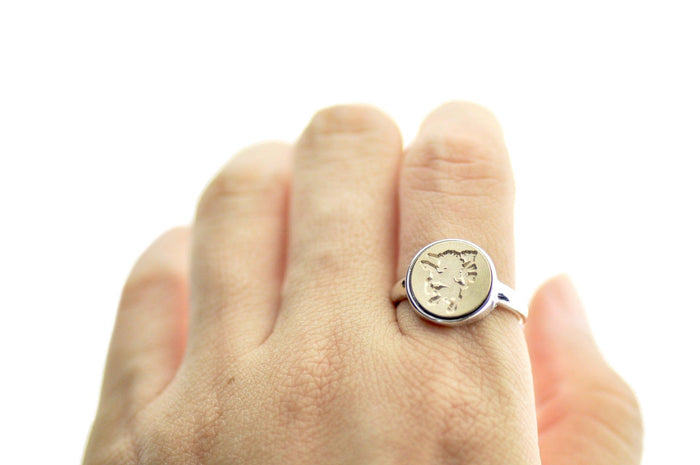 Unicorn Signet Ring - Backtozero B20 - 12mm, 12mm ring, 12mn, accessory, her, jewelry, Mythical Creatures, ring, signet ring, unicorn, wax seal, wax seal ring, wax seal stamp