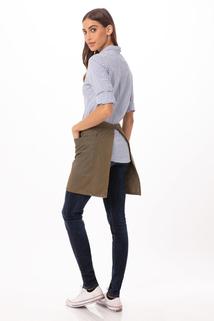 Chef Works Uptown Blue-Taupe Half Bistro Apron