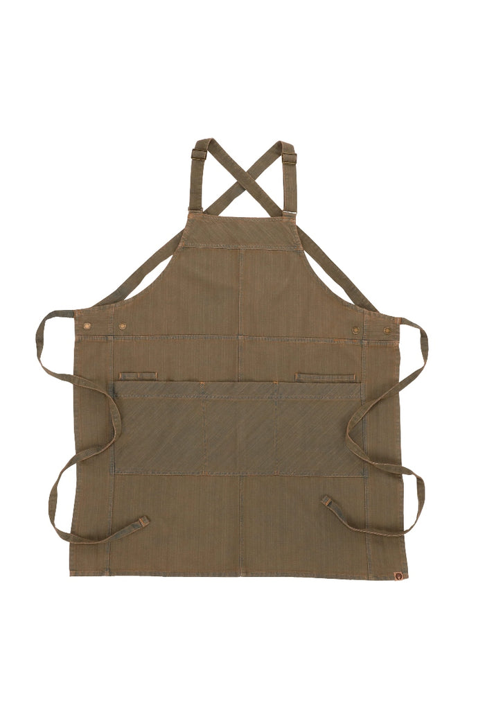 Chef Works Uptown Cross-Back Blue-Taupe Bib Apron