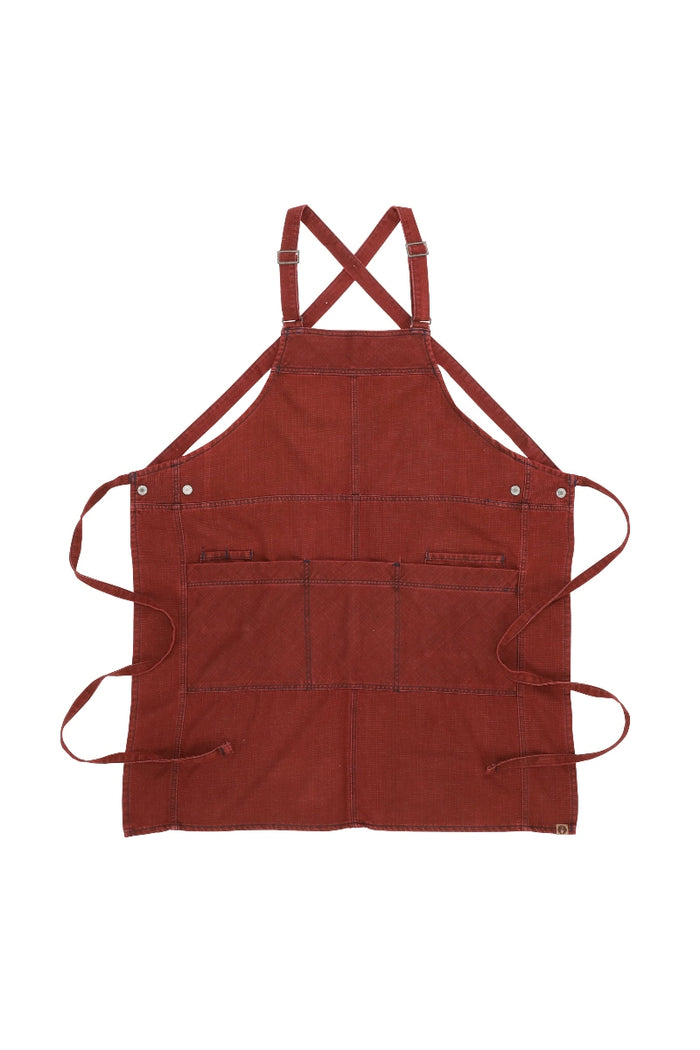 Chef Works Uptown Cross-Back Red-Navy Bib Apron