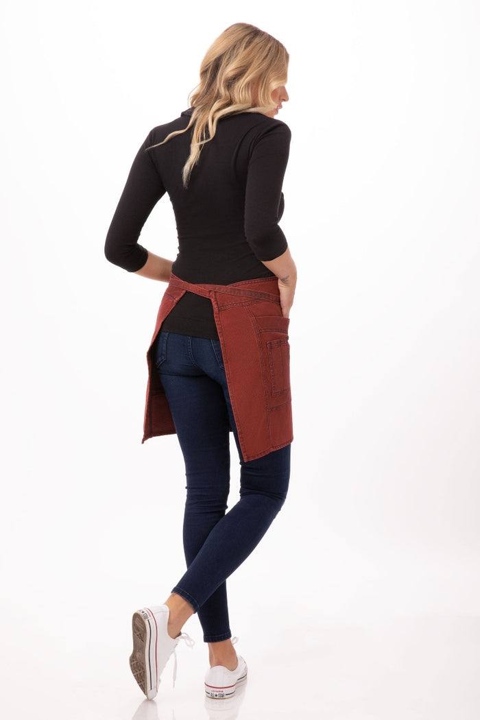 Chef Works Uptown Red-Navy Half Bistro Apron