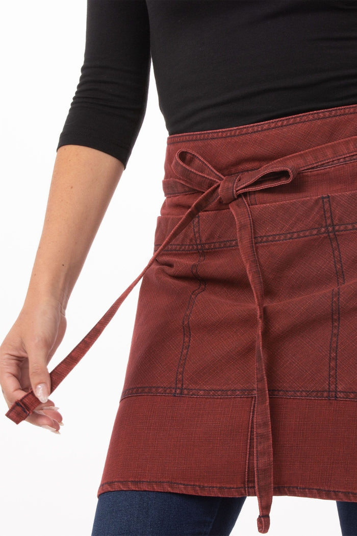 Chef Works Uptown Red-Navy Half Bistro Apron