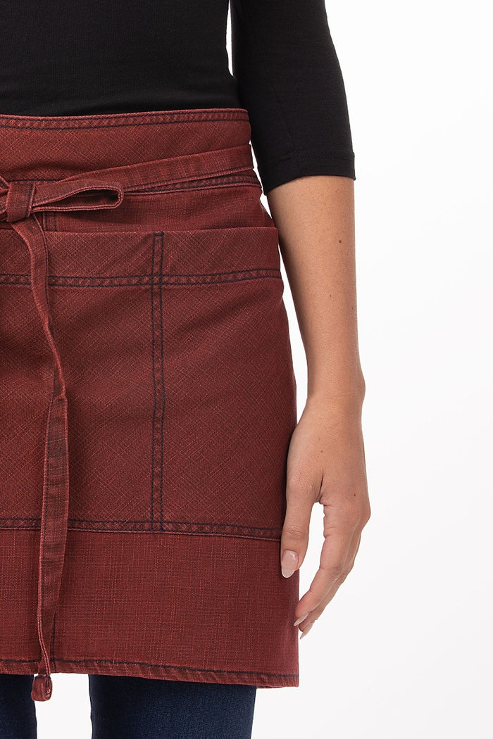 Chef Works Uptown Red-Navy Half Bistro Apron