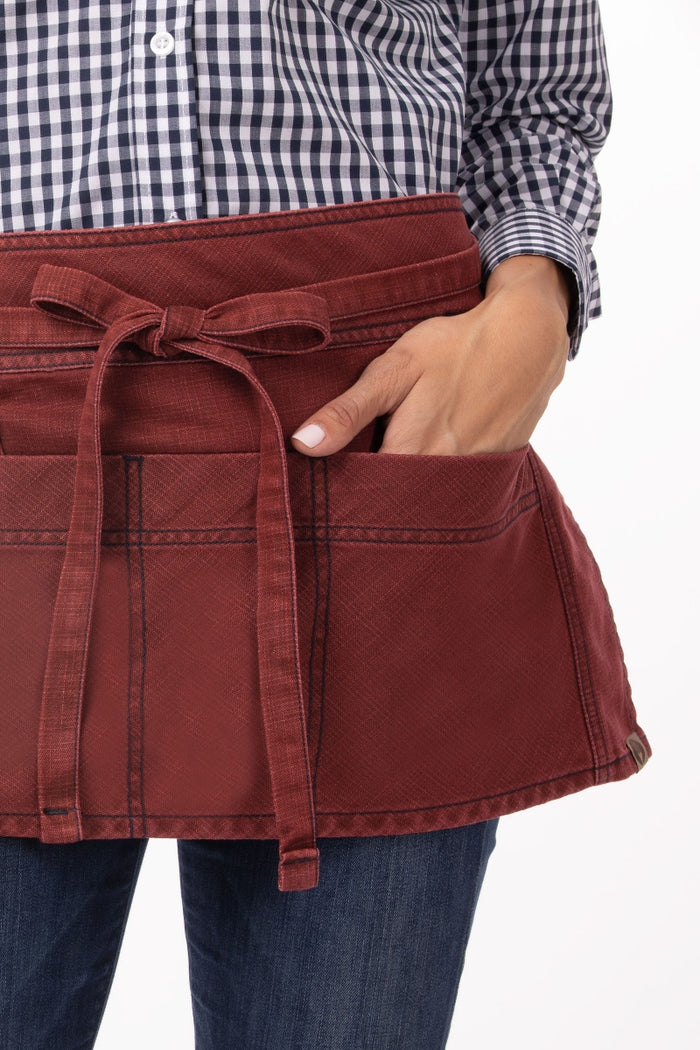 Chef Works Uptown Red-Navy Waist Apron