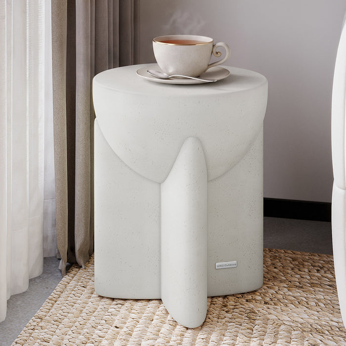 Valencia Concrete Side Table in a modern living room setting, perfect for indoor or outdoor use - Lifestyle