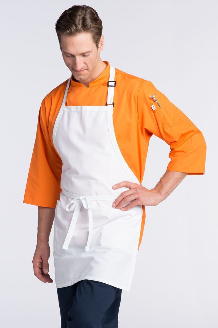 Uncommon Threads White Bib Adjustable Apron (2 Patch Pockets)