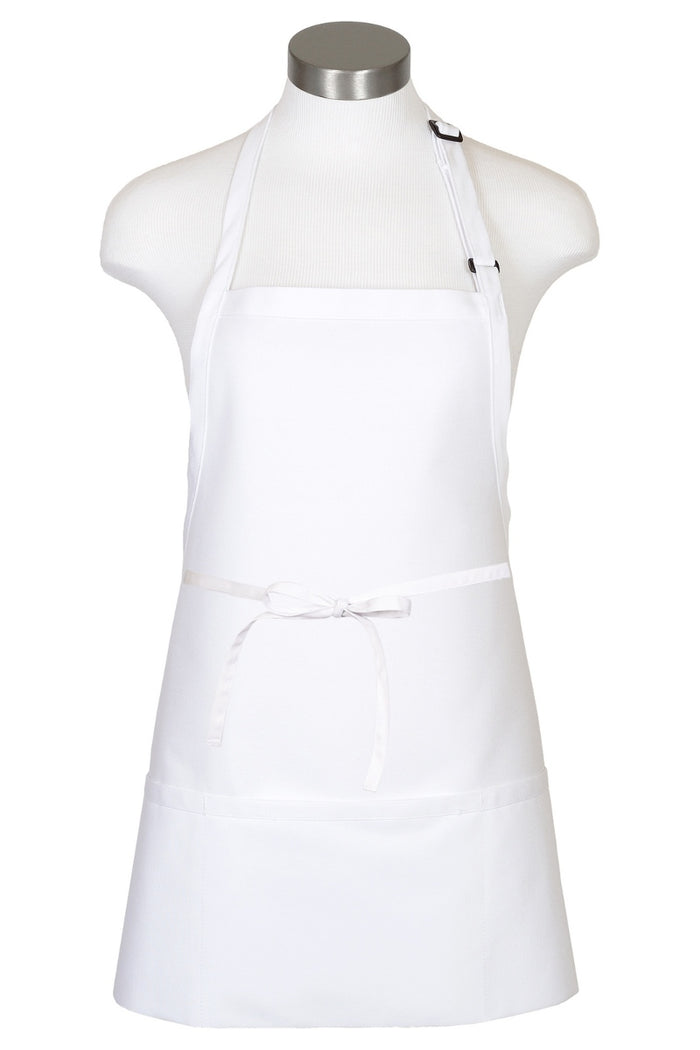 Fame White Bib Adjustable Apron (3 Pockets)