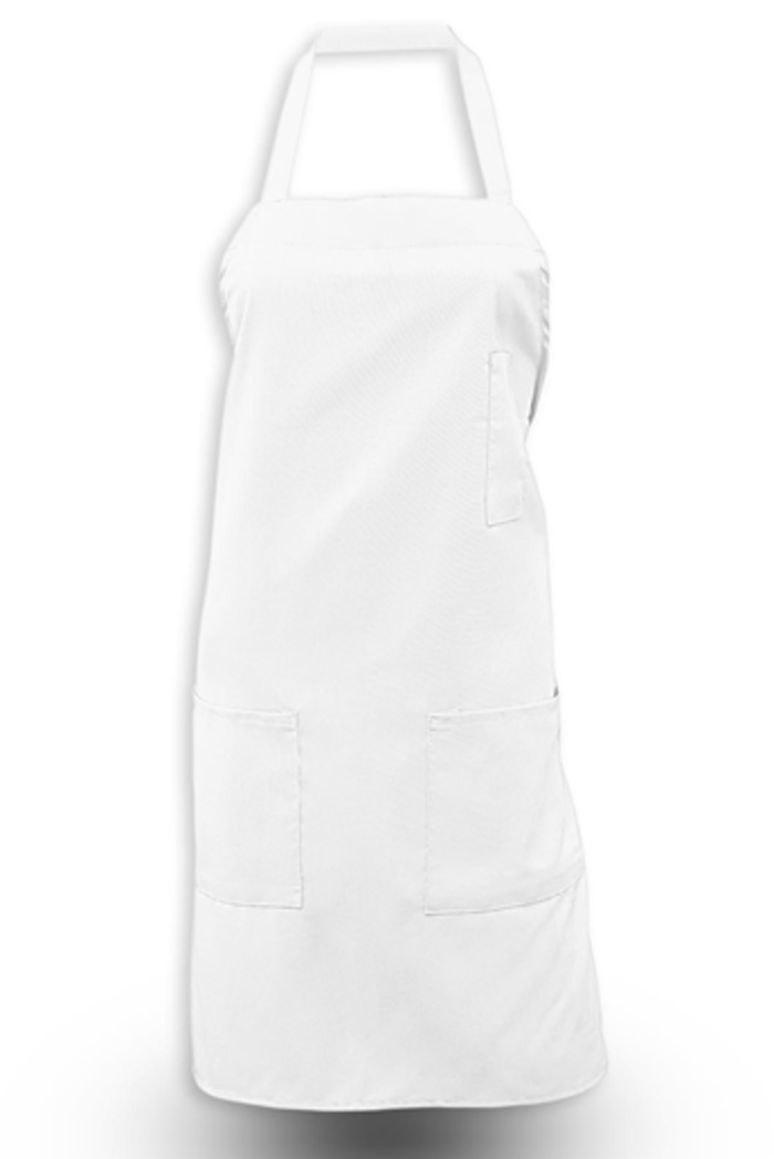 Pinnacle White Bib Apron (3 Pockets)