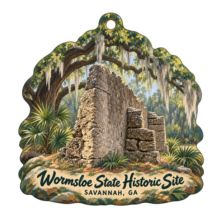 Wormsloe State Historic Site Logo custom wood ornament OC113 on white