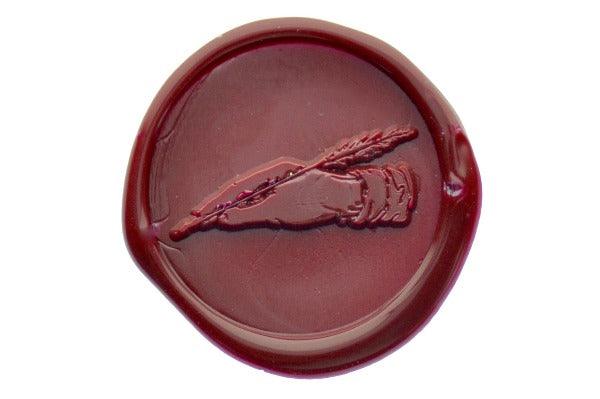 Writing Hand Wax Seal Stamp - Backtozero B20 - Deep Red, feather pen, genericlonghandle, gesture, hand, hand gesture, handgesture, hands, write