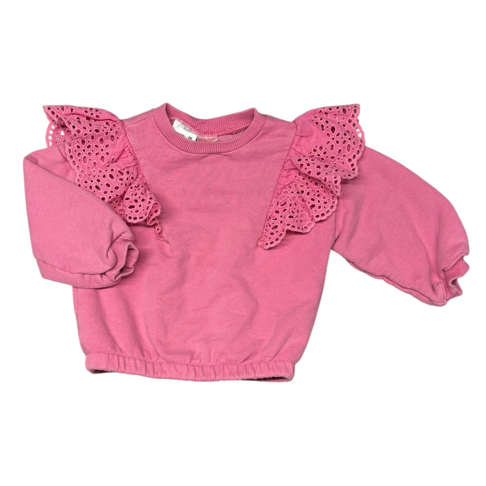 Zara | Pink Sweater w/ Ruffle Trim Shoulders | 18-24m